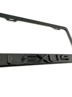 GLOSS BLACK LEXUS Logo Satin Matte License Plate Frame Stainless Steel - Image 1 of 3