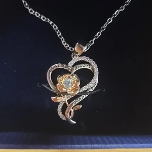April Geburtsstein Halskette - S925 Sterling Silber Rose Anhänger weiß - Bild 1 von 6