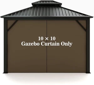 Cortina lateral marron para gazebo 3x3m panel privacidad exterior con cierre - Picture 1 of 12