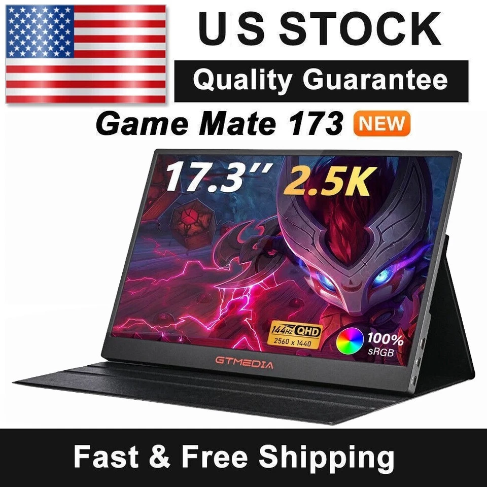 NEW|165Hz Portable Gaming Monitor 17.3 2.5K QHD Extender Monitor Freesync Screen - Image 1 of 4
