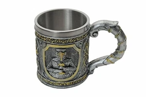 Taza para beber Caballeros Templarios resina acero inoxidable 550 ml taza jarra - Imagen 1 de 2