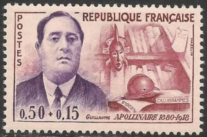 Francia #B355 (SP213) EN MUY BUEN ESTADO COMO NUEVO VLH - 1961 50c + 15c Guillaume Apollinaire - Imagen 1 de 1