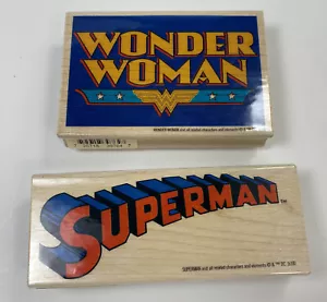 Superman & Wonder Women Rubber Stamp DC Comics Licensed Wood Stampers New - Picture 1 of 2