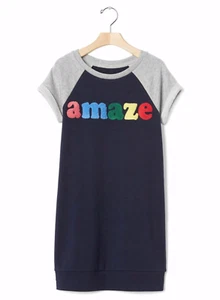 GAP KIDS GIRL'S BLUE SHORT SLEEVE AMAZE SWEATSHIRT DRESS TUNIC Sz XL (12) - Picture 1 of 1