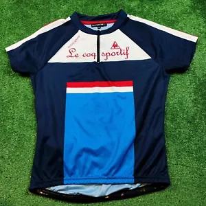 Le Coq Sportif Cycle Line Shirt Adult Medium Blue 1/4 Zip Stretch Back Pocket * - Picture 1 of 12