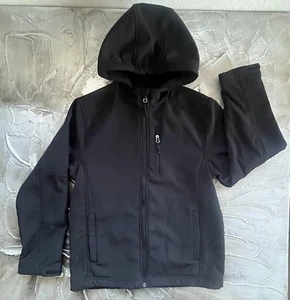 Snozu Performace Kids Zip Up Softshell Hooded Jacket Coat Black Youth Size 10/12 - Picture 1 of 24