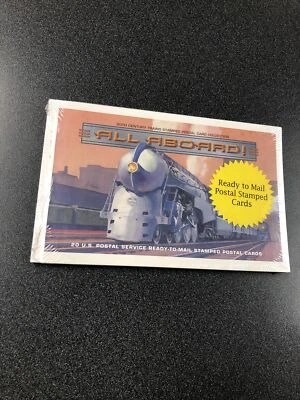 Scott UX307-11  Famous Trains All Aboard 1999 Sealed Pack of 20 Postal Cards - Image 1 of 2