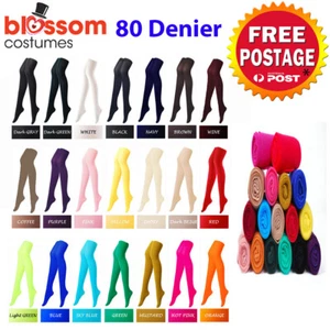 K604 80s 70s Disco Opaque Womens Pantyhose Stockings Hosiery Tights 80 Denier - Picture 1 of 12