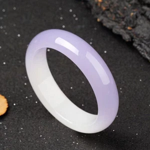 Brazalete Brazalete Púrpura Blanco Natural Jade Piedra Joyería Real Dije Amuleto - Imagen 1 de 7