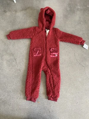 For All Mankind 7 rojo dalia imitación piel de oveja con capucha una pieza bebé 24 nuevo con etiquetas Foto 1 de 4