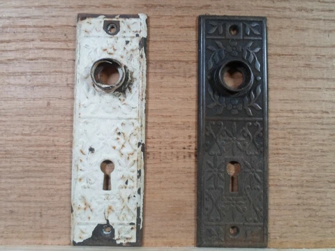 stamped metal Eastlake/ Victorian brass door knob backplate  # 54 Cover