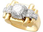Vintage French 1.18ct Diamond and 18ct Yellow Gold Platinum Set Dress Ring