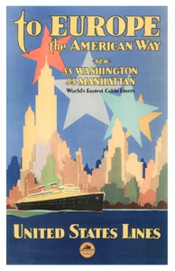 SS Manhattan and SS Washington, United States Lines 12 x 18 poster - Picture 1 of 4