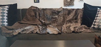 Shearling Sheepskin Blanket Brown Handmade Throw Bedroom Cover - Image 1 of 4