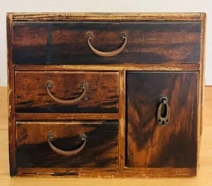 Japanese Antiques Small Chest Medicine Box TAISHO SHOWA Retro Mini TANSU W25cm - Picture 1 of 11