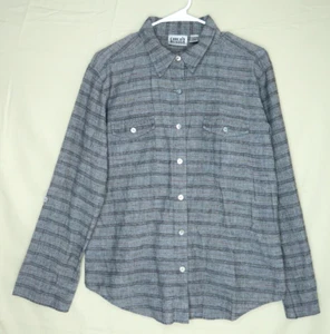 Camisa de diseño Chicos para mujer talla grande con botones gris negro a rayas usada en excelente estado - Imagen 1 de 7
