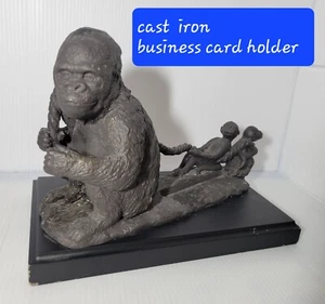 Gusseisen Gorilla Mutter ziehende Affen Visitenkartenhalter schwer ~ Figur Statue - Bild 1 von 17
