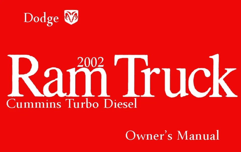 2002 Dodge Ram Turbo Diesel Truck Owners Manual User Guide Reference Book