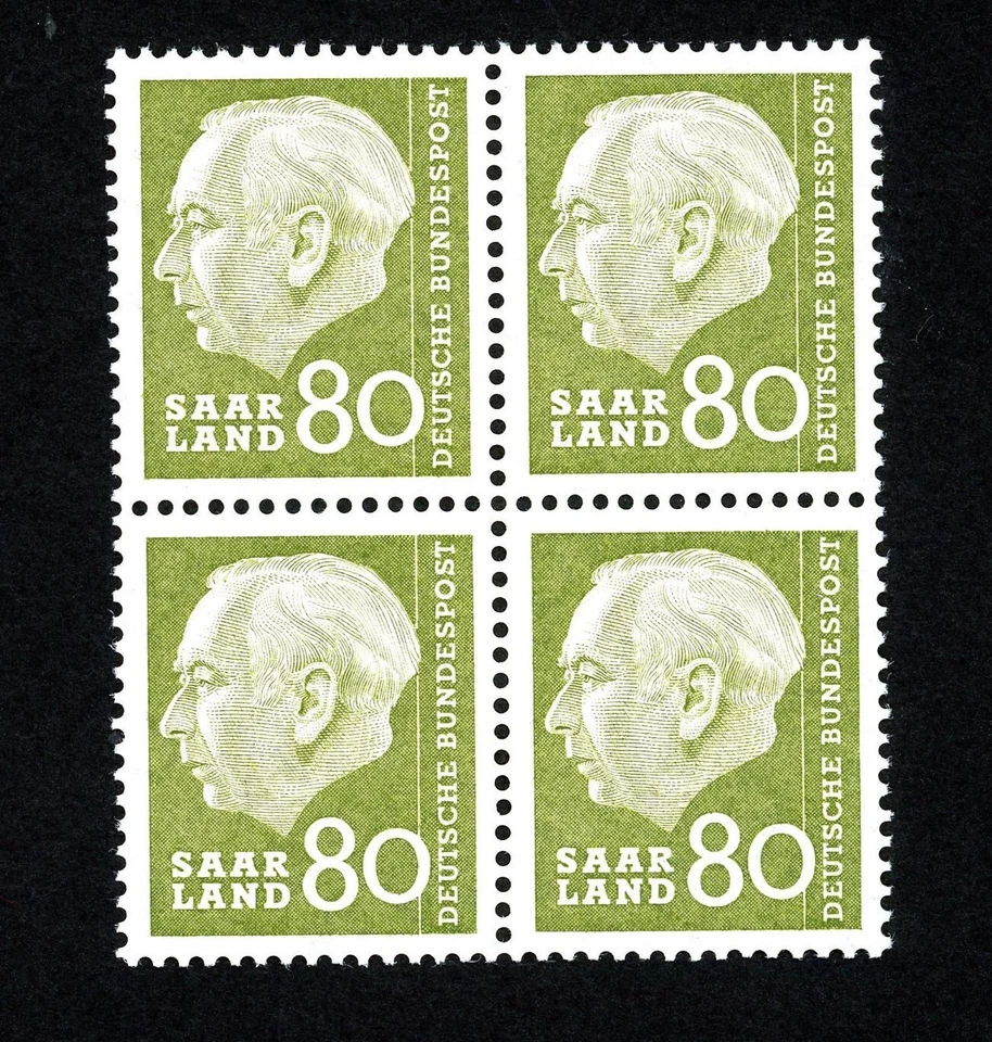 Estampillas Saar, Scott # 279 como nuevas bloque de cuatro Foto 1 de 1