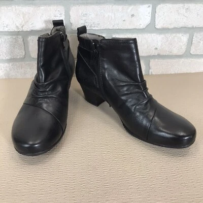 Earth Calgary Halifax Botines Mujer’s 10 M Negro Cuero Cremallera Lateral Botines Foto 1 de 4