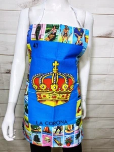 Mexican Bingo Game Womens Apron La Corona Juego de Loteria Mandil Para Mujer - Picture 1 of 5