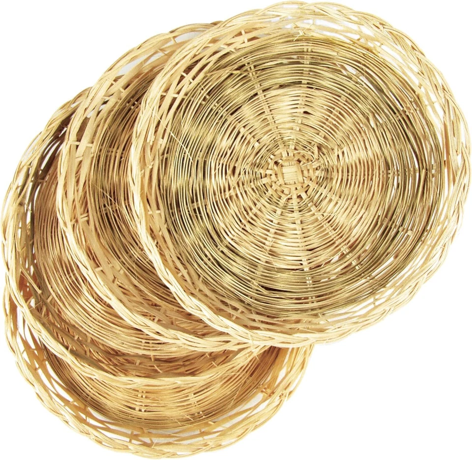 Fox Run Natural Rattan 8 Paper Plate Holders Decor 9" Diameter 2 Pkgs Picnic