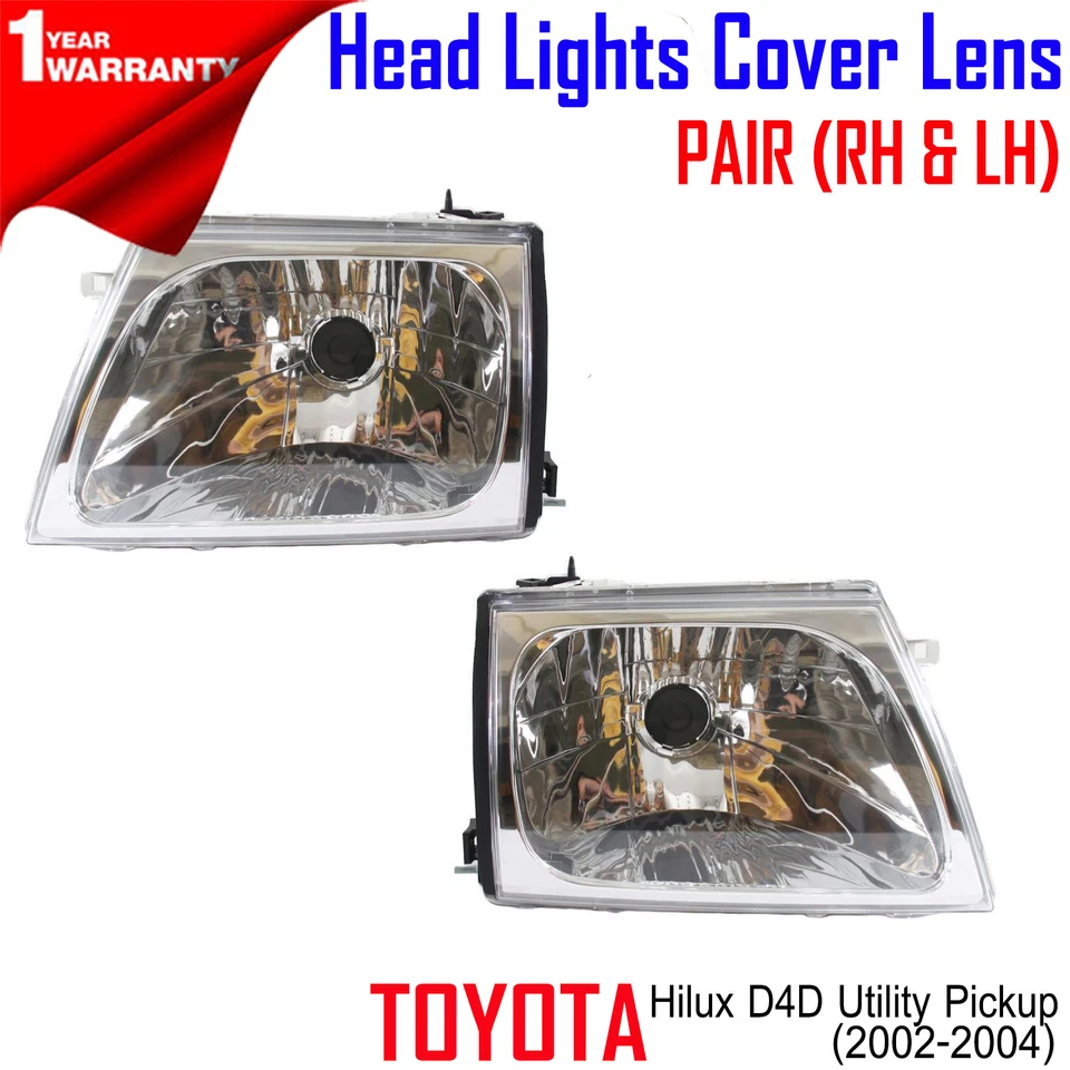 PARA Toyota Hilux D4D camioneta utilitaria 2002-2004 par de luces de cabeza lámpara cubierta lente Foto 1 de 3