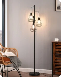 EDISHINE Stehlampe Wohnzimmer Vintage Standleuchte Dimmbar, Industrial Stehleuch - Bild 1 von 15