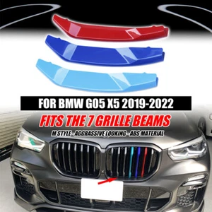 For BMW X5 G05 2019-2023 Kidney Grille M Sport 3 Colour Cover Stripe Clips Trim - Picture 1 of 11