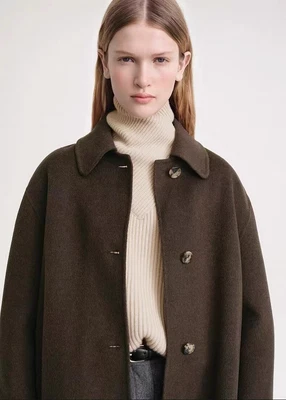 Chaqueta Abrigo Toteme Para Mujer Lana Doble Cara Franela Cuello Largo Medio Foto 1 de 4