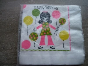 Rare Vintage 1960's Unopened NAPKINS Reeds Rembrandt HAPPY BIRTHDAY Balloons - Picture 1 of 2