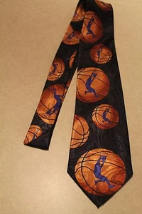 Lot's Of Basketballs On New 100% Polyester New Navy Blue Neck Tie! #5 Free Ship - Picture 1 of 2