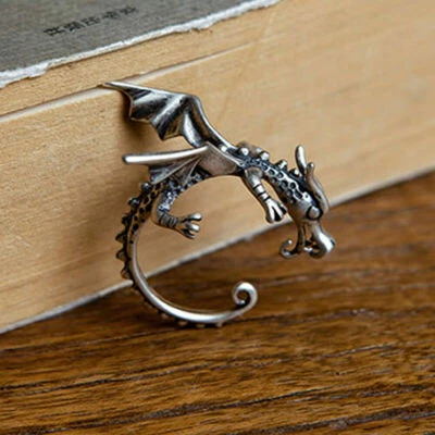 Pendiente envolvente único sin piercing oreja dragón oriental plata esterlina A1230 Foto 1 de 4