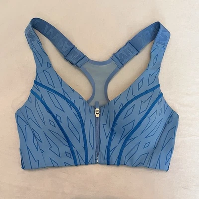 Adidas X Ivy Park Sujetador Cremallera Frontal Monograma Recorte Azul Geométrico Deportivo Atleta XS Foto 1 de 4