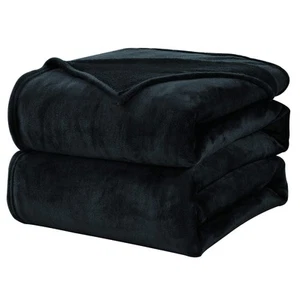 WAVVE Coperta Plaid Divano Pile di Flanella 260gsm 130x150 cm Nero Coperta Letto - Foto 1 di 12
