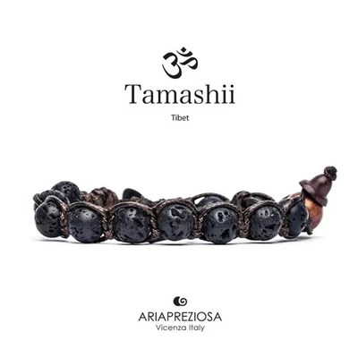 Bracciale Pietra Tibetano Lava nera Tamashii Unisex 1 giro BHS900-98 - Immagine 1 di 2