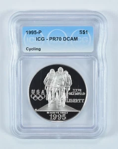 1995-P Olympic Cycling Commemorative Silver Dollar PR70 DCAM ICG *5889 - Picture 1 of 5