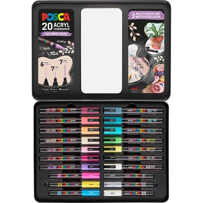uni-ball POSCA Marker Metalletui DIY Acrylstift farbsortiert, 20 St. - Bild 1 von 4