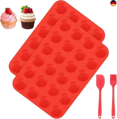 Muffin Backform, 2 Stück Muffinform Silikon 24 Cavity Mini Muffins Backform,  - Bild 1 von 4