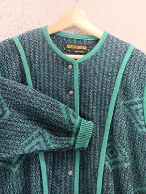 Vintage Geiger Knit Wool Button Up Cardigan Sweater Size 40 Women's Jacket  - Image 1 of 4