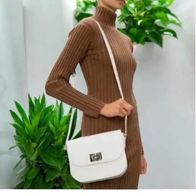 Furla $478 Small 1927 White Leather Shoulder Bag w/Gold Tone Hardware - Image 1 of 4