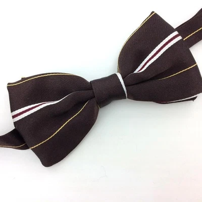 Pajarita Moschino Hecha en Italia Rayas Marrón Plata PRE-ATADA Pajarita Seda L3 Nueva con Etiquetas Foto 1 de 4