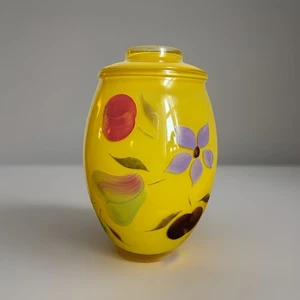 VTG Hand Painted Glass Cookie Jar | Bartlett Collins Fruit & Flowers 9.5" Lidded - Picture 1 of 7