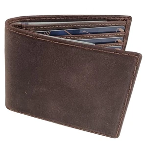 Men's Slim RFID Blocking Front Pocket Wallet Full Grain Leather Bifold with I... - Picture 1 of 6
