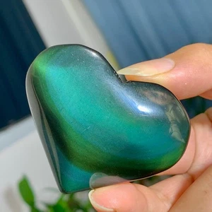 68G AAA Grade Natural Rainbow Eye Obsidian Quartz Crystal Heart-shaped Healing - Picture 1 of 20