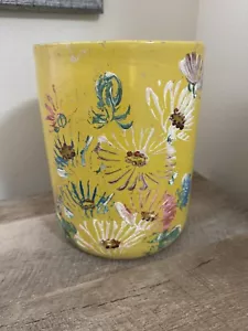 Vintage handbemalter Steinzeug Topf gelbe Blumen Floral Landhaus Topf 8,75" - Bild 1 von 16