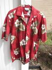 Hawaii Pacific Legend Hibiscus Flowers Leaves Palms Shirt Red Sz XL extra Large