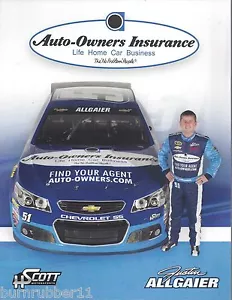 2015 JUSTIN ALLGAIER AUTO-OWNERS INSURANCE" #51 NASCAR SPRINT CUP POSTCARD - Picture 1 of 1