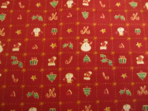 Cotton Fabric Christmas Holiday Snowman Tree santa Squares Green Red 1yd x 42 - Picture 1 of 6