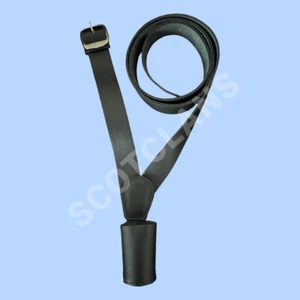 FLAG CROSS BELT HOLDER CARRIER BLACK LEATHER Military Parade POLE HOLSTER ARMY - Picture 1 of 4